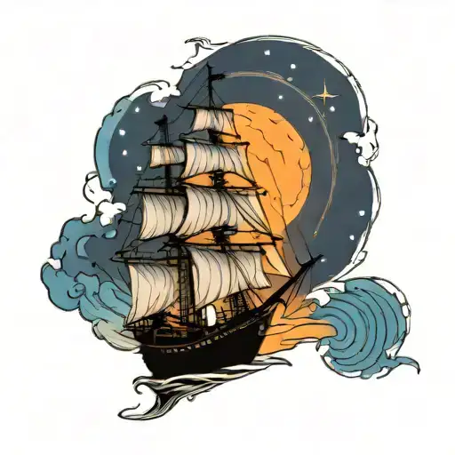 Blue Moon Ship Silhouette