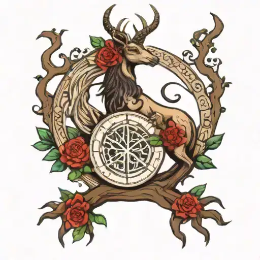 Demoniac Capricorn With The Tree Of Life