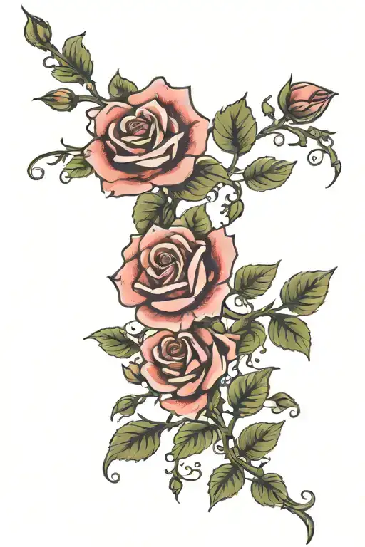 Rose Vine With Small Flowers Blooming