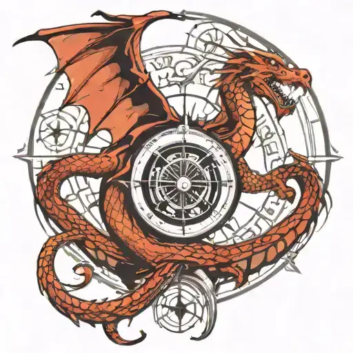 Dragon With Viking Compass Surrounded