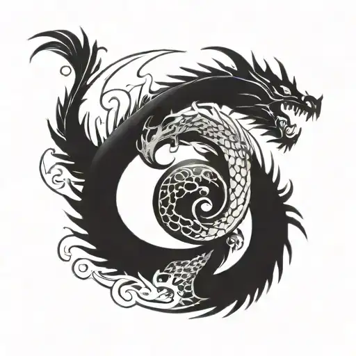 Two Dragons Forming The Yin Yang Symbol