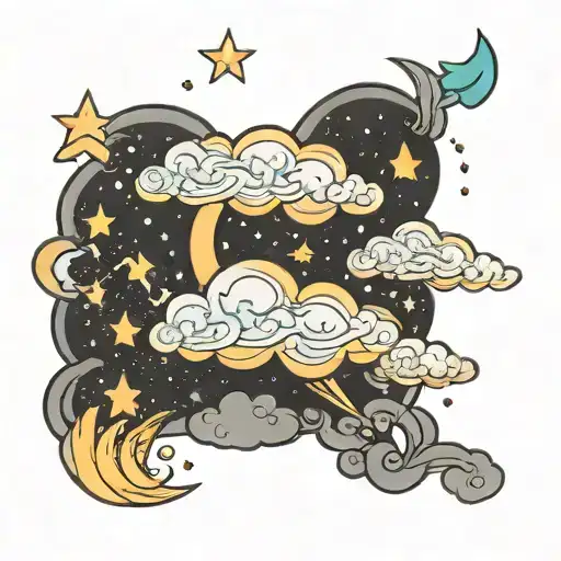 Cloud Stars Sparkles In A Line Pastel