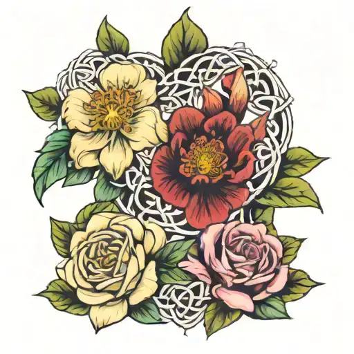 January And February Birth Flowers With Celtic Knotwork Incorporated