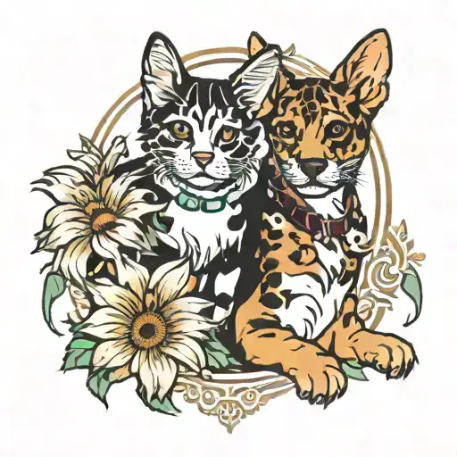 Primros And Daisy With A Paw Print