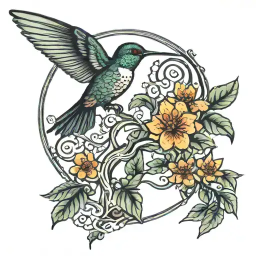 Tree Of Life With Hummingbird Perched