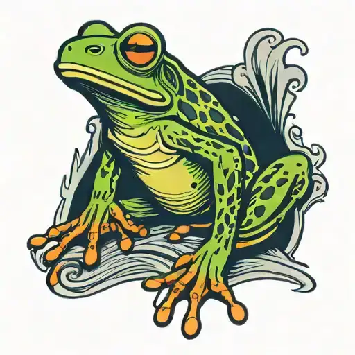 Frog With A Tattoo Of A Guy Falling