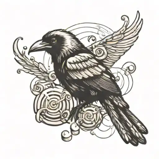 Crow With Music Notes Around It And A Bomb In Its Beak