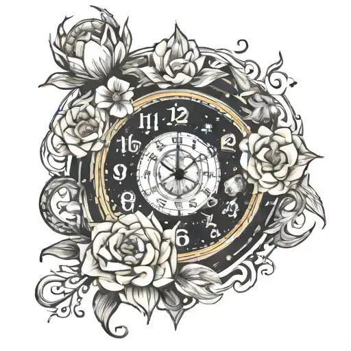 Digital Clock Surrounded By Cosmos Representing The Creation Point Of The Universe