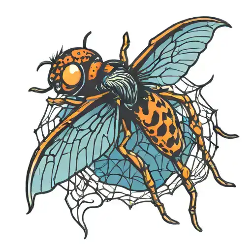 Fly Fleeing From Spider Web