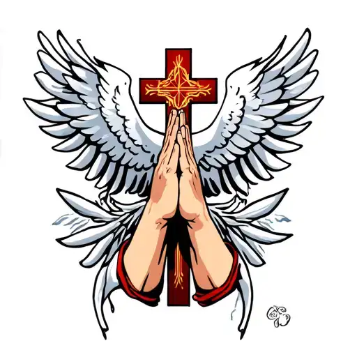 Praying Hands Dove Cross