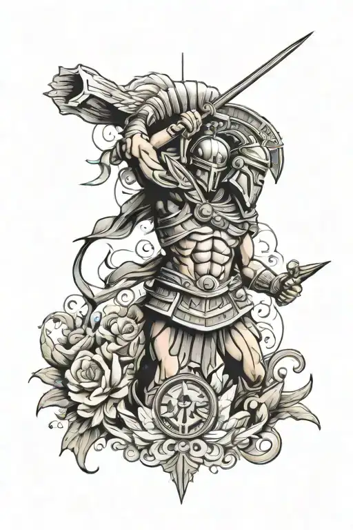 Acropolis Spartan Sleeve Tattoo Design