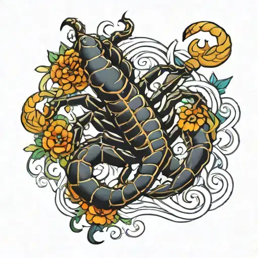 Name Tattoo With Scorpion Intertwined