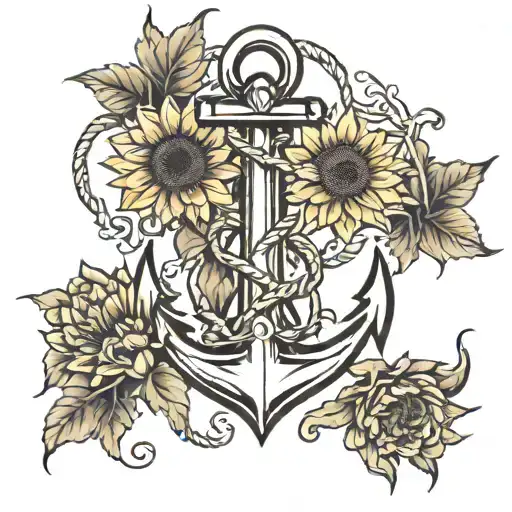 Anchor With Sunflowers