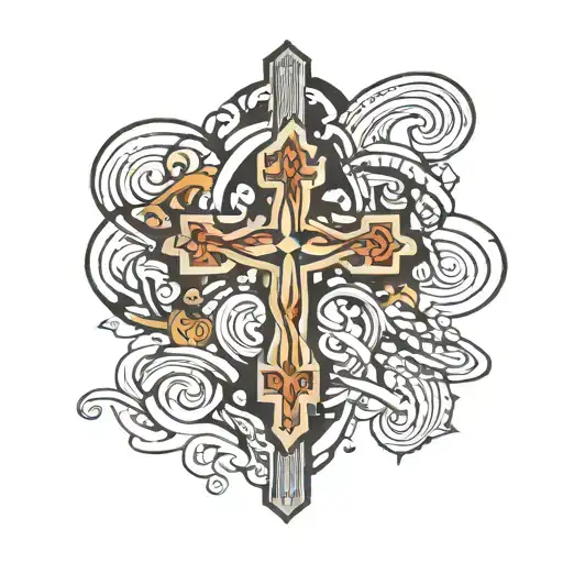 Cross With Abstract Symbols Inside It
