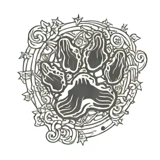 Fine Line Dog Paw Print