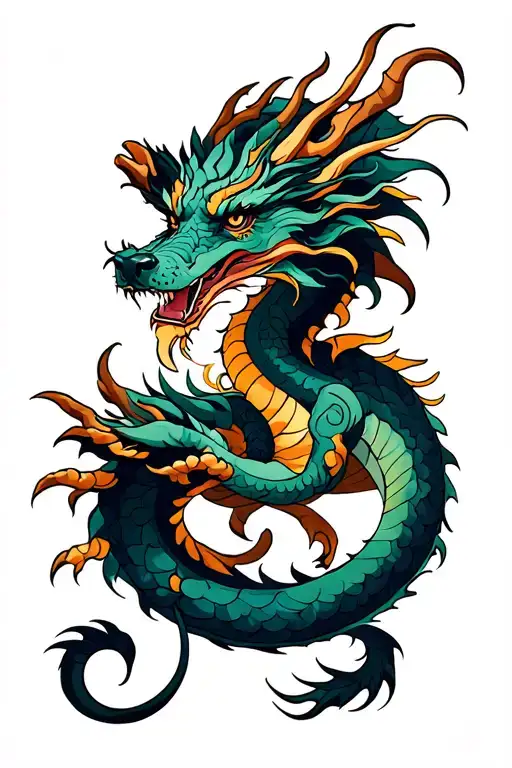 Dragon And Dog Zodiac Sign Intertwined