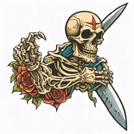 Skeleton Arm Holding A Knife