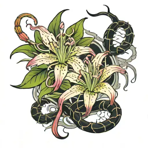 Spider Lily With Scorpion