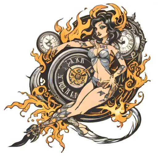 Sexy Girl Fire Clock