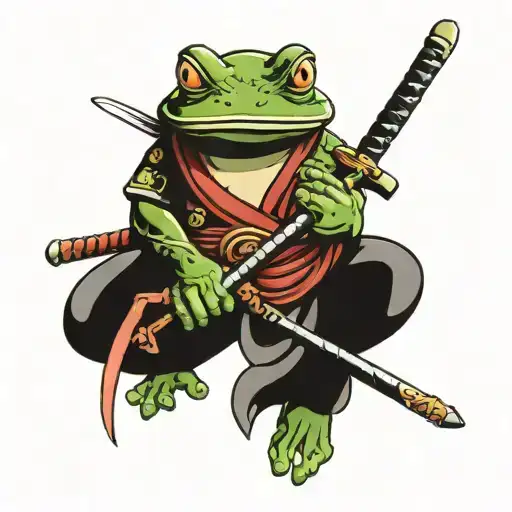 Samurai Warrior Frog Wielding His Sword