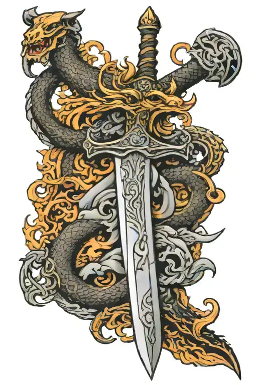 Viking Sword With Dragons
