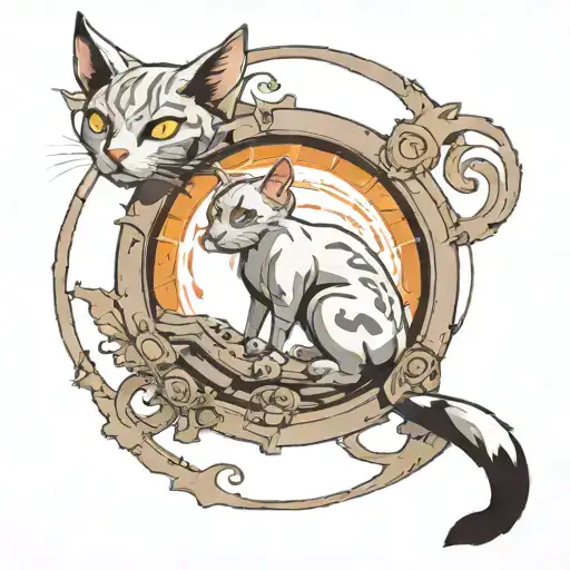 A Cat Is Travelling Through A Portal Which Is From The Video Game Portal