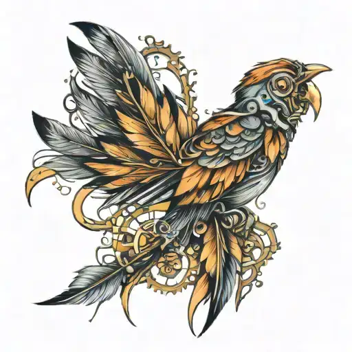 Steampunk Bird Feather