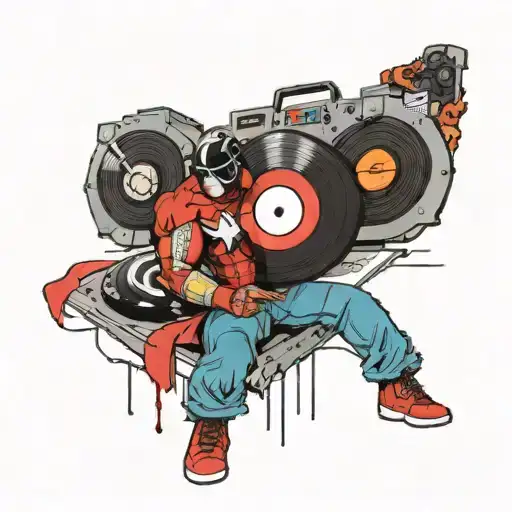 A Marvel Comic Character Playing A Vinyl Record Like A Dj At A Wrestling Match
