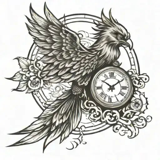 Phoenix With Pocket Watch And Numbers