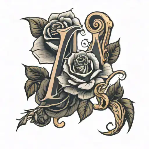 M K Initials With Rose Intertwined Within