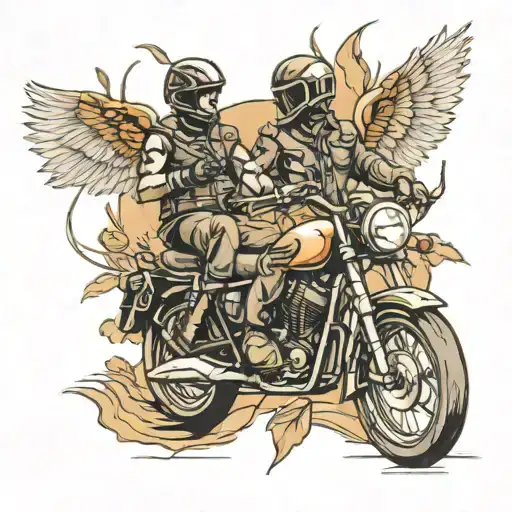 Motorbike In Nature With 2 Riders