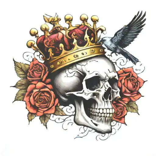 Crown With Family Death Date And Bird