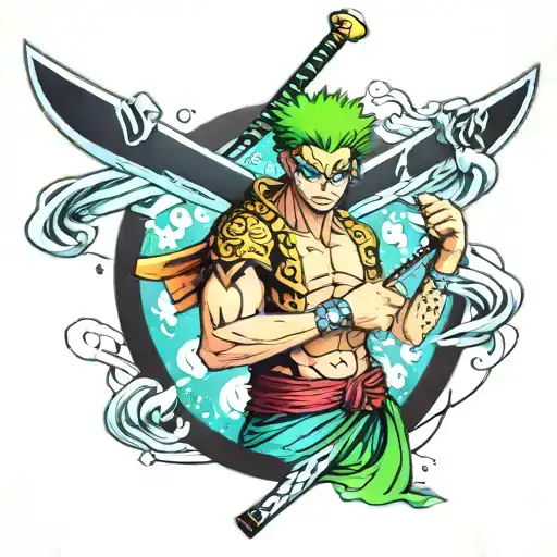 Zoro One Piece Con Tres Espadas
