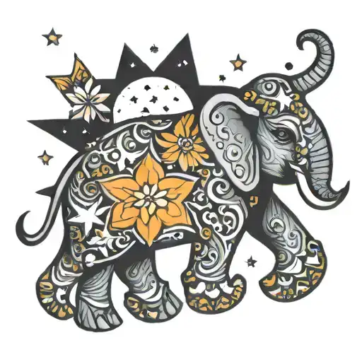 Elephant Moon And Stars