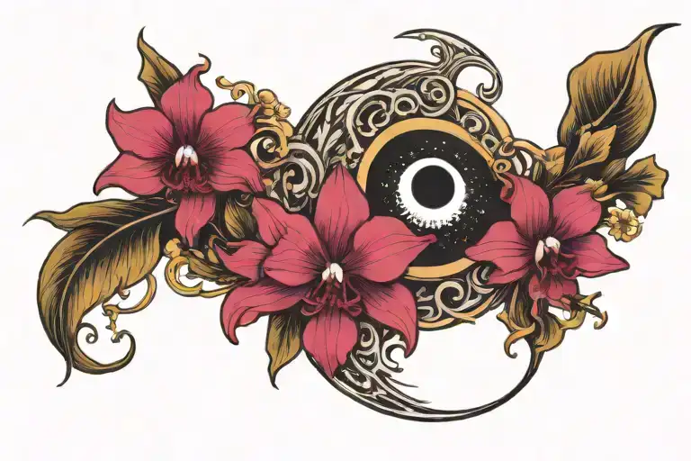 Wrist Tattoo Of A Crescent Moon Surrounded By Orchid Roots In The Shape Of Noeiji