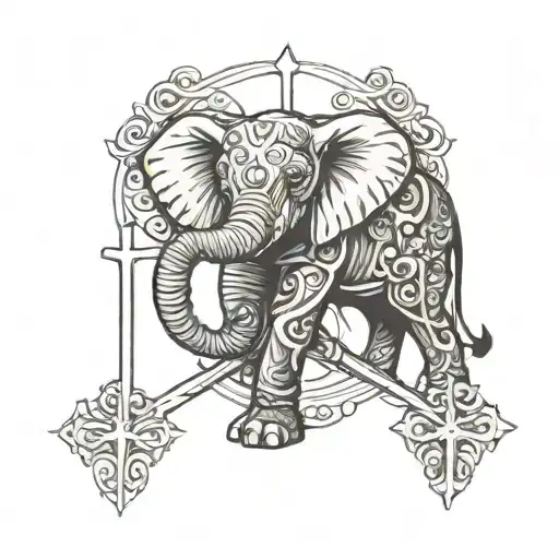 Elephant And Cross Intertwined