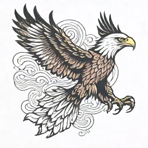 American Eagle Flying Away With A Jambiya Knife