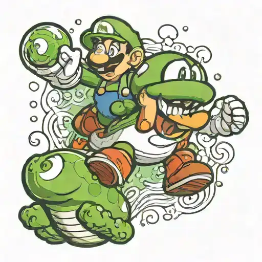 Super Mario Bros Jumping Taking Green Mushroom 1-Up