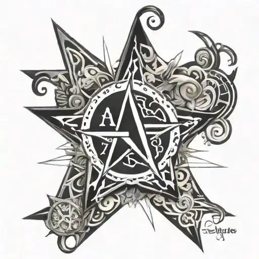 Name Written Outside Each Point 5 Star Asante