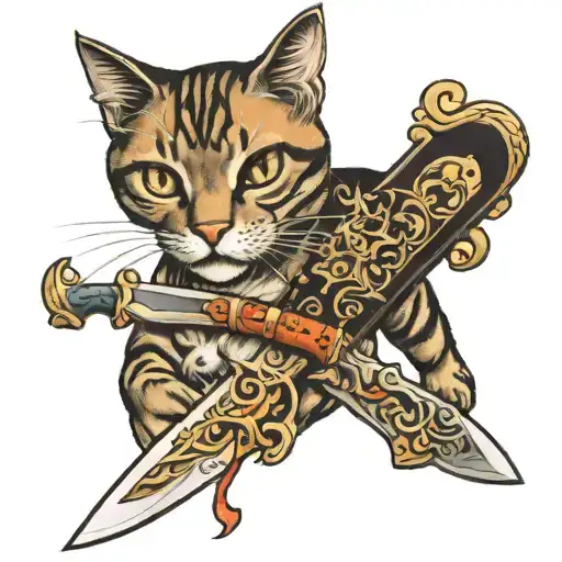 Knife And Cat