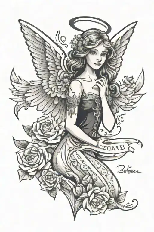 Angel With Date And Name