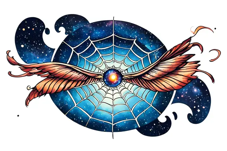 Web With Galaxy In The Background