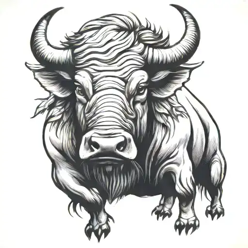 Water Buffalo With Exaggerated Muscles