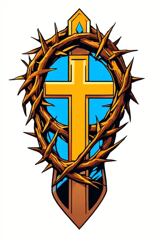 Crown Of Thorns Around Bicep With Cross