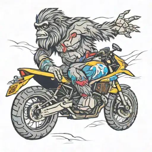 Colorful Bigfoot Riding A S1000xr Sportbike