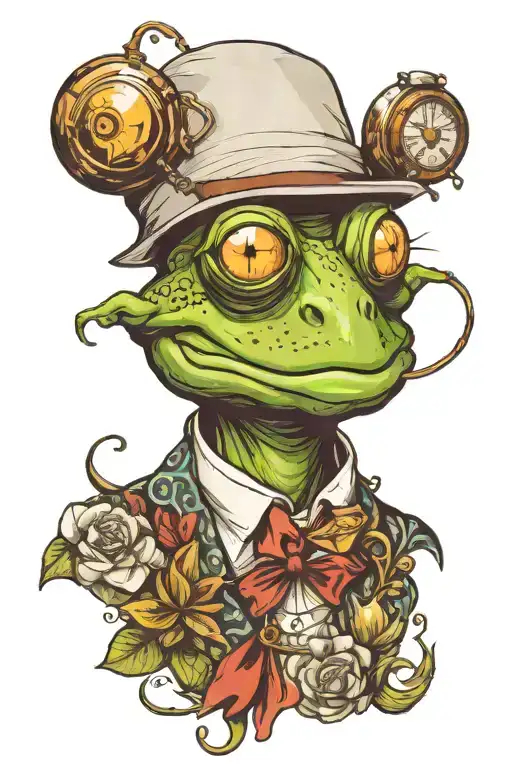 A Human Man With A Tree Frog Head In Clothes