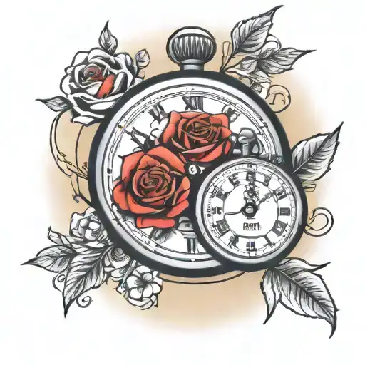 Stop Watch With Words In The Background With Roses
