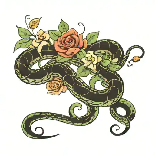 Snake And Flowers Wrapped Loosely