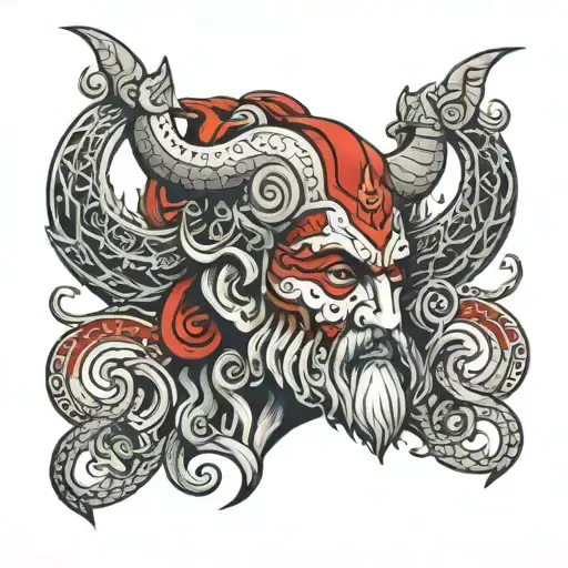 Head Of The God Seth With Prevalence Of Red Color