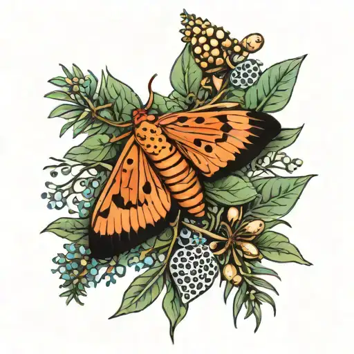 Bogong Moth Surrounded By Eucalyptus Leaves And Banksia Pods